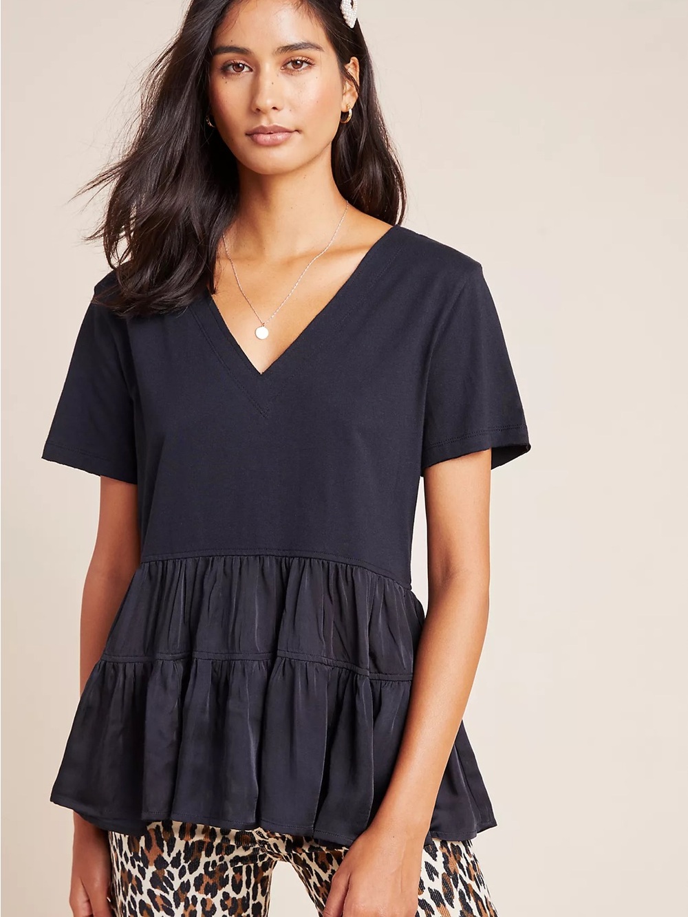Louisa Tiered Tee Anthropologie size s